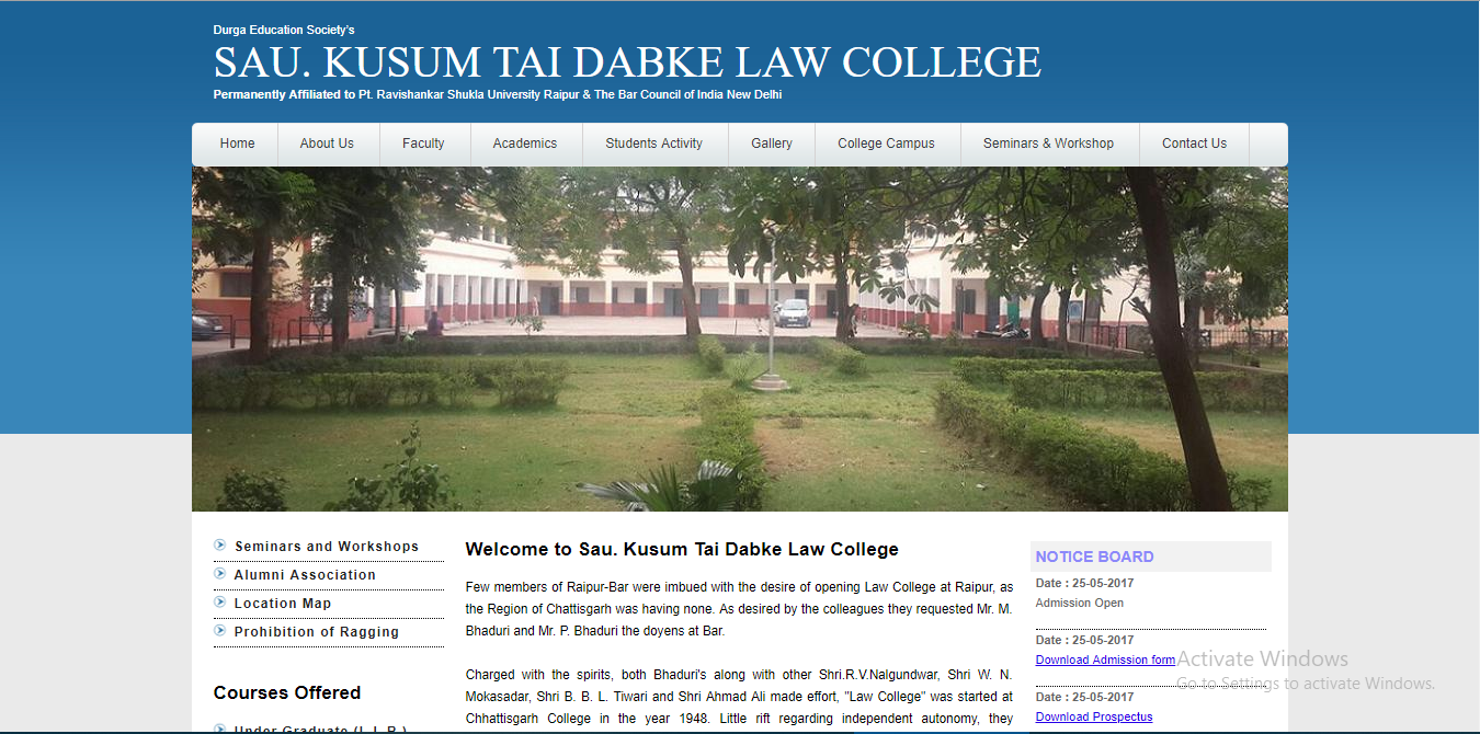 Sau. Kusum Tai Dabke Law College Raipur